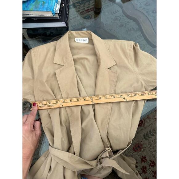 Vintage Calvin Klein 70s Women's Beige Tie Waist Trench Coat Size 4 union made - Picture 7 of 7